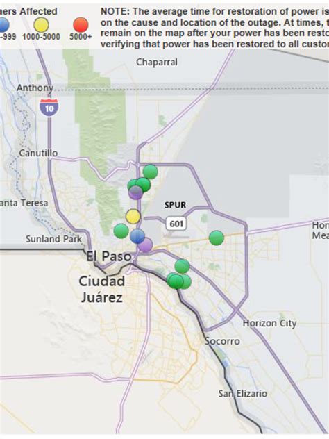 El Paso Electric’s Outage Map is reporting that the power went out at around 11 p.m. on Thursday night, April 18, and the estimated time of restoration is at 10 a.m. on Friday morning, April 19 .... 