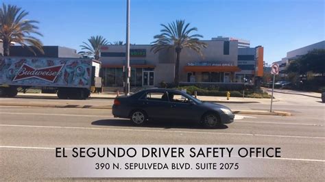 El segundo driver safety office. El Segundo. 360 North Pacific Coast Highway Suite 2000, El Segundo, CA, 90245, USA. El Segundo is an innovative office space conveniently located near the I-405 and the LAX Airport. Accelerate your business in a creative work place where like-minded entrepreneurs connect. Collaborate in our coworking space or grab a cup of coffee and discover ... 