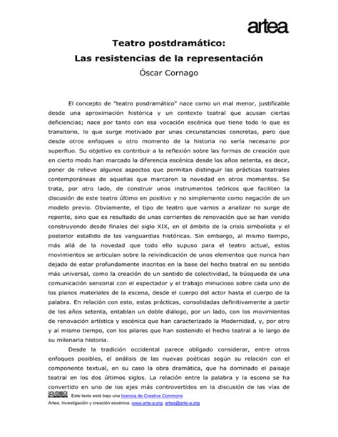 El teatro posdram&aacute;tico de Hans-Thies Lehmann: gestaci&oacute;n y ...