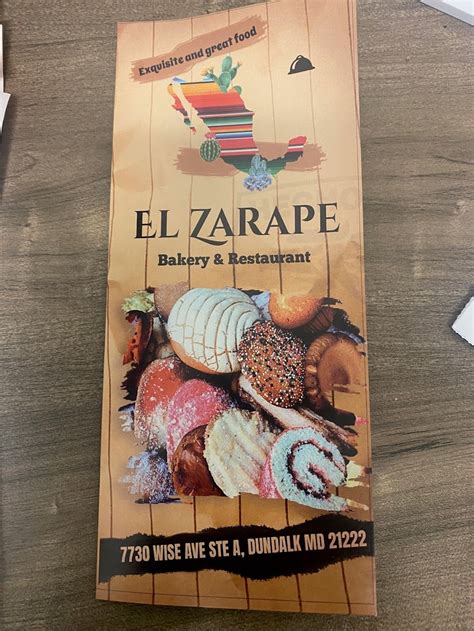 Apr 25, 2024 · El Zarape Bakery And Restaurant, Dundalk Sparrows Point: See unbiased reviews of El Zarape Bakery And Restaurant, rated 5 of 5 on Tripadvisor and ranked #2 of 21 restaurants in Dundalk Sparrows Point. . 