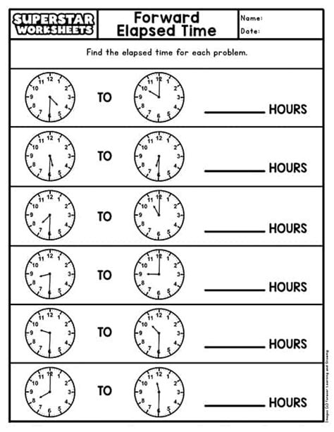 Elapsed Time 2nd Grade Worksheet