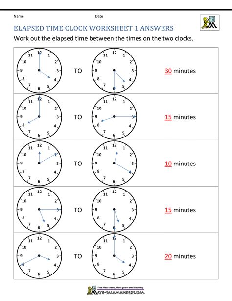 Elapsed Time Math Blank