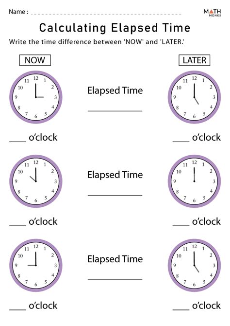 Elapsed Time Worksheets Math Monks