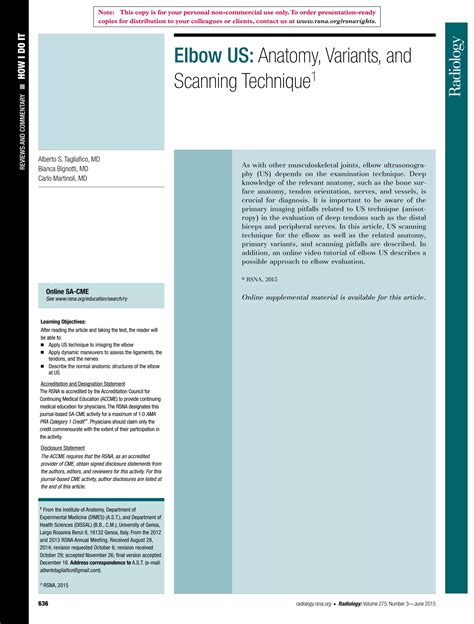 Elbow US: Anatomy, Variants, and Scanning Technique Radiology