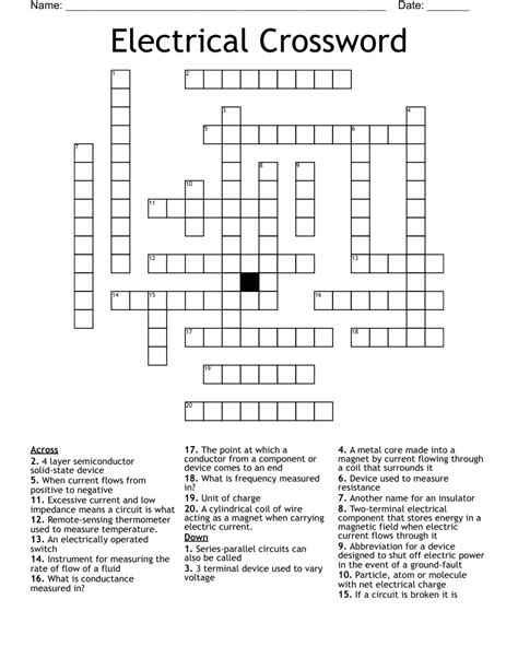 We found 9 answers for the crossword clue Electrical unit.A further 30 clues may be related.. If you haven't solved the crossword clue Electrical unit yet try to search our Crossword Dictionary by entering the letters you already know! (Enter a dot for each missing letters, e.g. “P.ZZ..” will find “PUZZLE”.). 