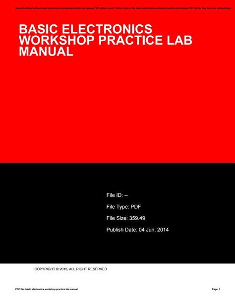 Elecrical and electronics workshop practical manual. - Weider ultimate body works exercise guide.