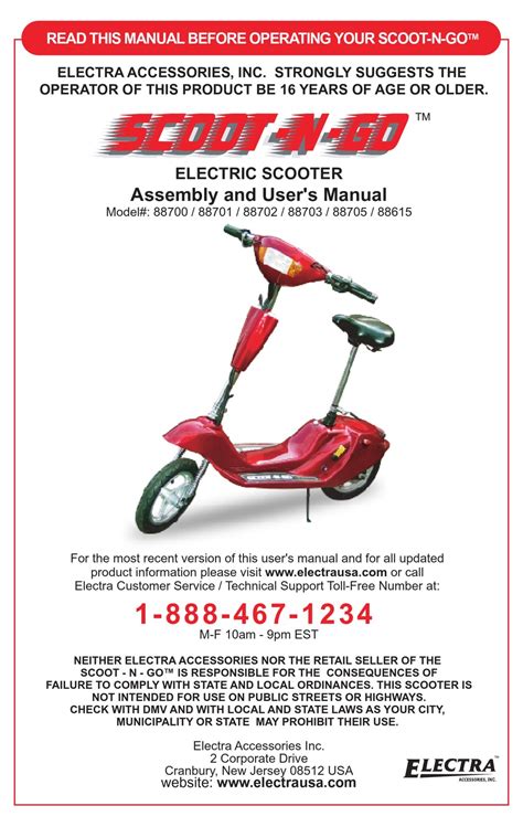 Electra scoot n go 88615 owner manuals. - 1965 johnson omc snowmobile owners manual skee horse.