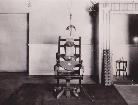 Electric chair execution pics. The official party reached the death house by prison van from the administration building at 8:01 p.m. At 8:02, a guard opened a door on the right side and at the far end of the prison chamber. 