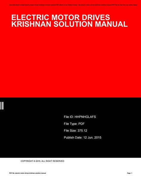Electric motor drives krishnan solution manual. - Toyota corolla and geo prizm automotive repair manual.