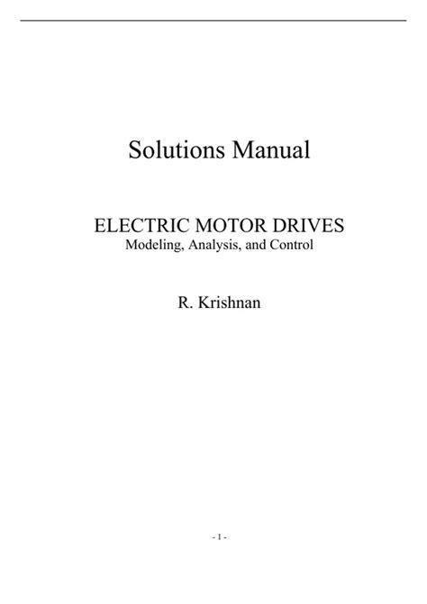 Electric motor drives modeling analysis and control solution manual. - El libro de atención plena y aceptación para la depresión.