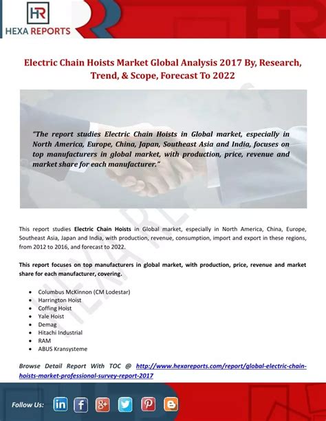 Electrical Chain Hoists Market Research Objectives, …