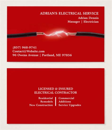Electrical Contractor Business Card Arts Arts