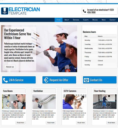 Electrical Contractor Website Template Database