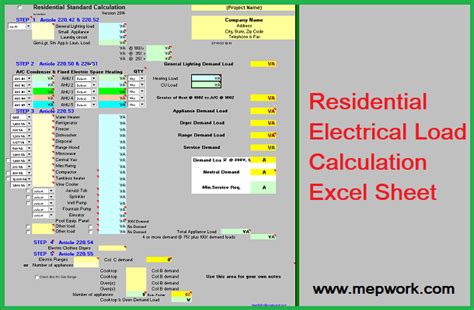 Electrical Load Calculation Worksheet Excel