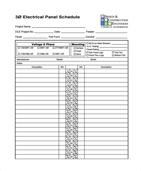 Electrical Panel Schedule Excel Template Addictionary