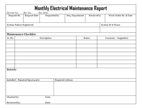 Electrical Preventive Maintenance Report Example