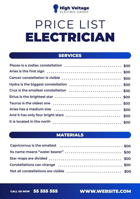 Electrical Price List Template Database