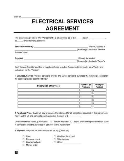 Electrical Service Agreement Template