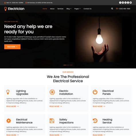 Electrical Website Template Free Download TemplateOnWeb