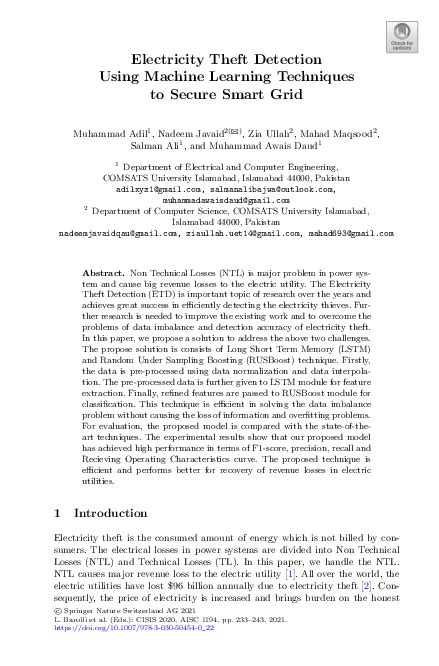 Electricity theft detection using machine learning.  Oluwafemi, Ogunleye, and A...