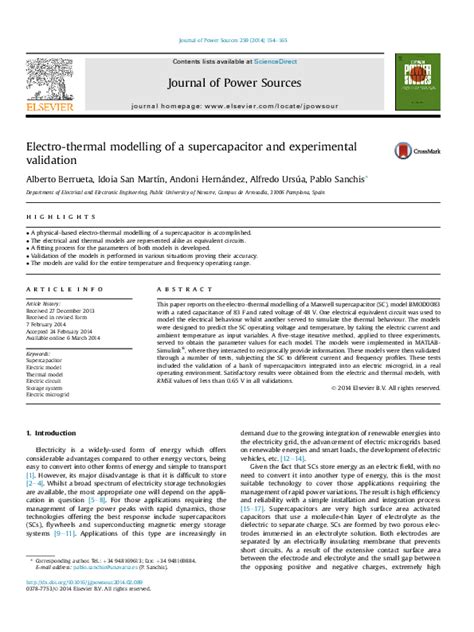 Electro–thermal modelling of a supercapacitor and experimental …