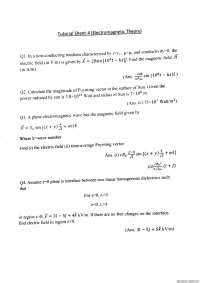 Electro Magnetic Theory Some Problems And Notes Docsity