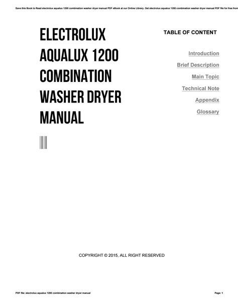 Electrolux aqualux 1200 combination washer dryer manual. - Kaeser airend mechanical seal installation guide.