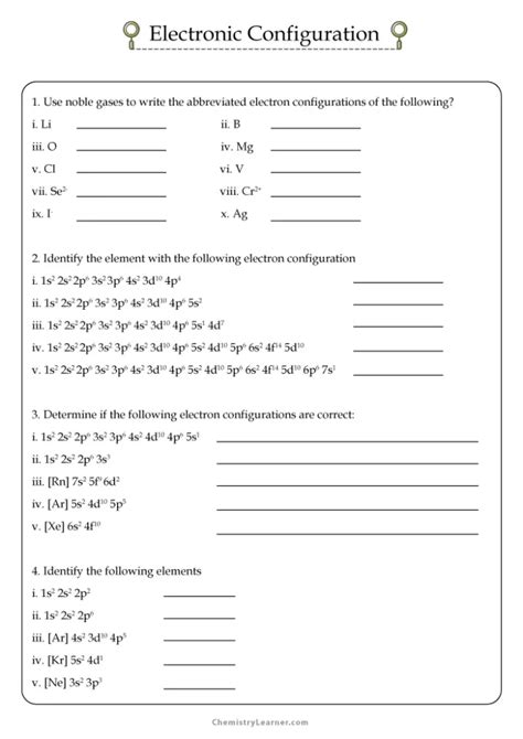 Electron Configuration Practice Worksheet Free Download