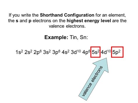 Electron configuration for tin. Electron Configurations are an organized means of documenting the placement of electrons based upon the energy levels and orbitals groupings of the periodic table. The electron configuration for the first … 