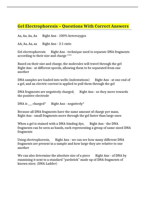 Electrophoresis Answers Questions