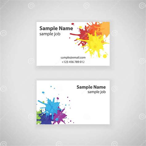 Elegant White Business Card Design with Colorful Paint Splash Pattern