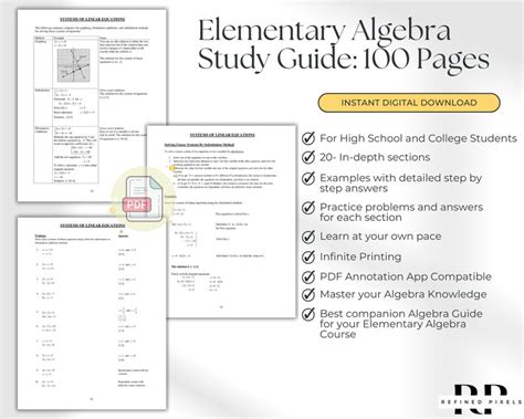 Elementary Algebra Guide For Students In Mastery Learning Class