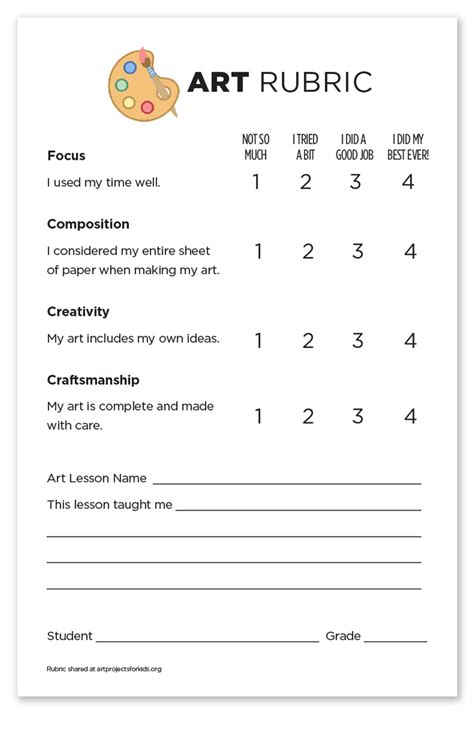 Elementary Art Rubric Free Download · Art Projects for Kids