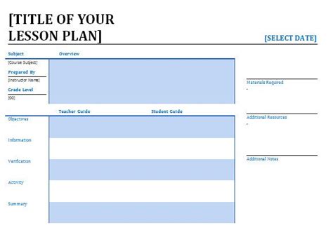 Elementary Lesson Plan Template Word Inspirational Lesson Plan Template