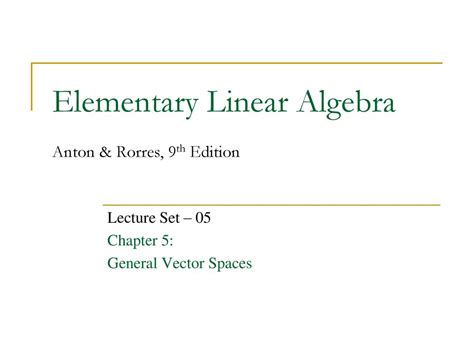 Elementary Linear Algebra Ppt Download
