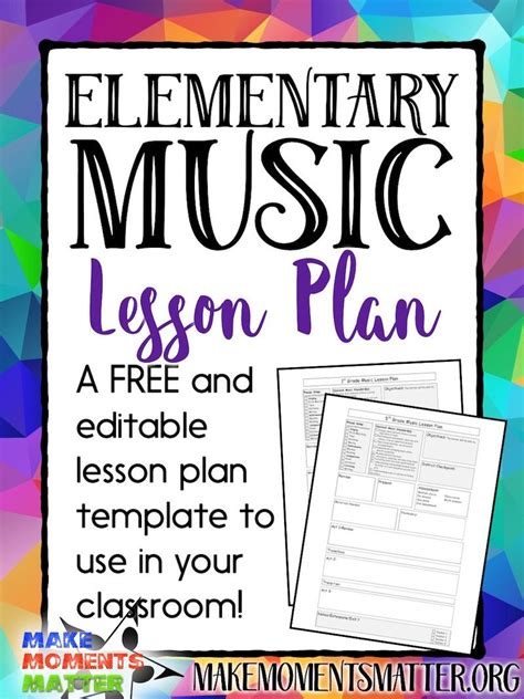 Elementary Music Lesson Plan Templates FREE!!
