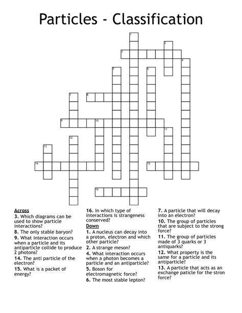 Elementary Particles Crossword