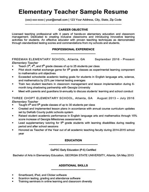 Elementary Teacher Resume Examples Writing Guide