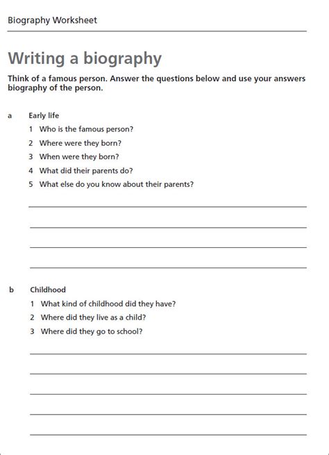 Elementary biography writing