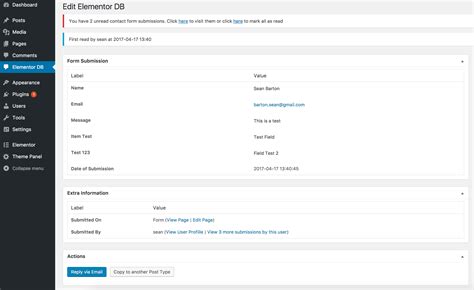 Elementor Contact Form DB Free Plugin Tortoise IT