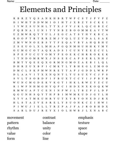 Elements And Principles Word Search