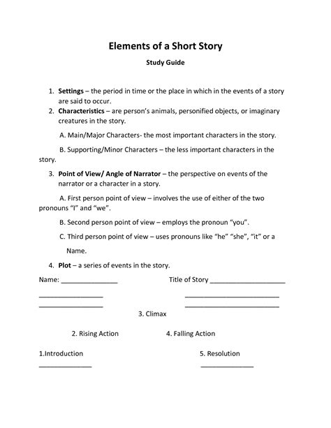 Elements of a short story study guide. - Cross section of a leaf worksheet instructional fair inc.