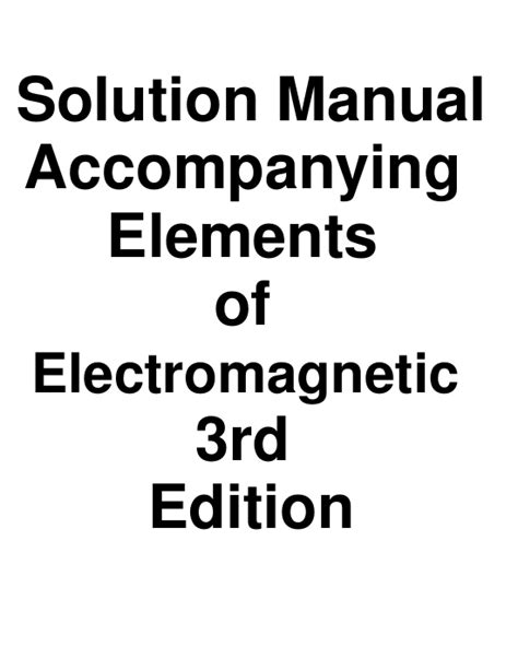 Elements of electromagnetic third edition solutions manual. - Seated acupressure bodywork a practical handbook for therapists.