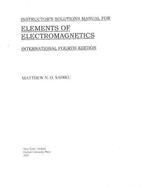 Elements of electromagnetics sadiku 4th solution manual. - Deception vampires in america book 9.