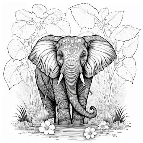 Elephant Coloring Pages Adults