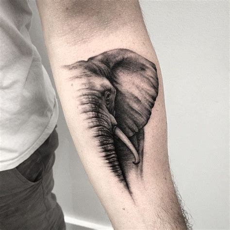 Elephant Done in a Sketch Style on Guys Arm