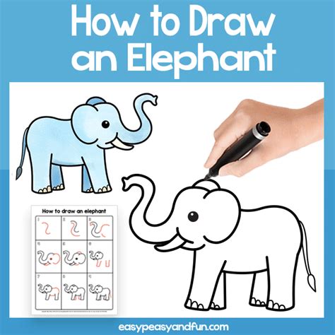 Elephant Guided Drawing Printable How to Draw Easy Peasy and Fun