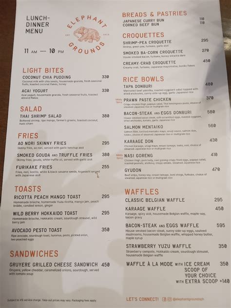 Elephant grounds menu.  8 DEC 2020 Elephant Grounds Bespoke at ALFRED'S An...