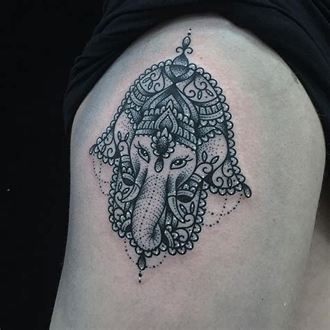 Elephant hamsa from today dotwork dotworkers dotworktattoo 