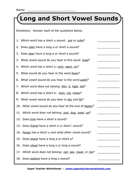 Elevate Literacy with Comprehensive Long and Short Vowel Sounds Worksheets